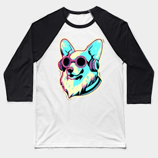 Corgi Synthwave Dog Lover Welsh Baseball T-Shirt